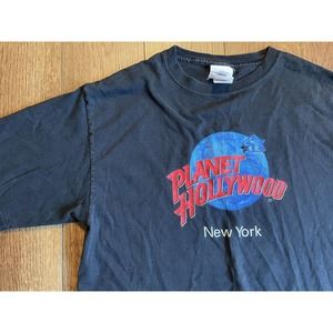 Vintage 1992 Planet Hollywood New York‎ NYC USA MADE Graphic Logo T Shirt Large